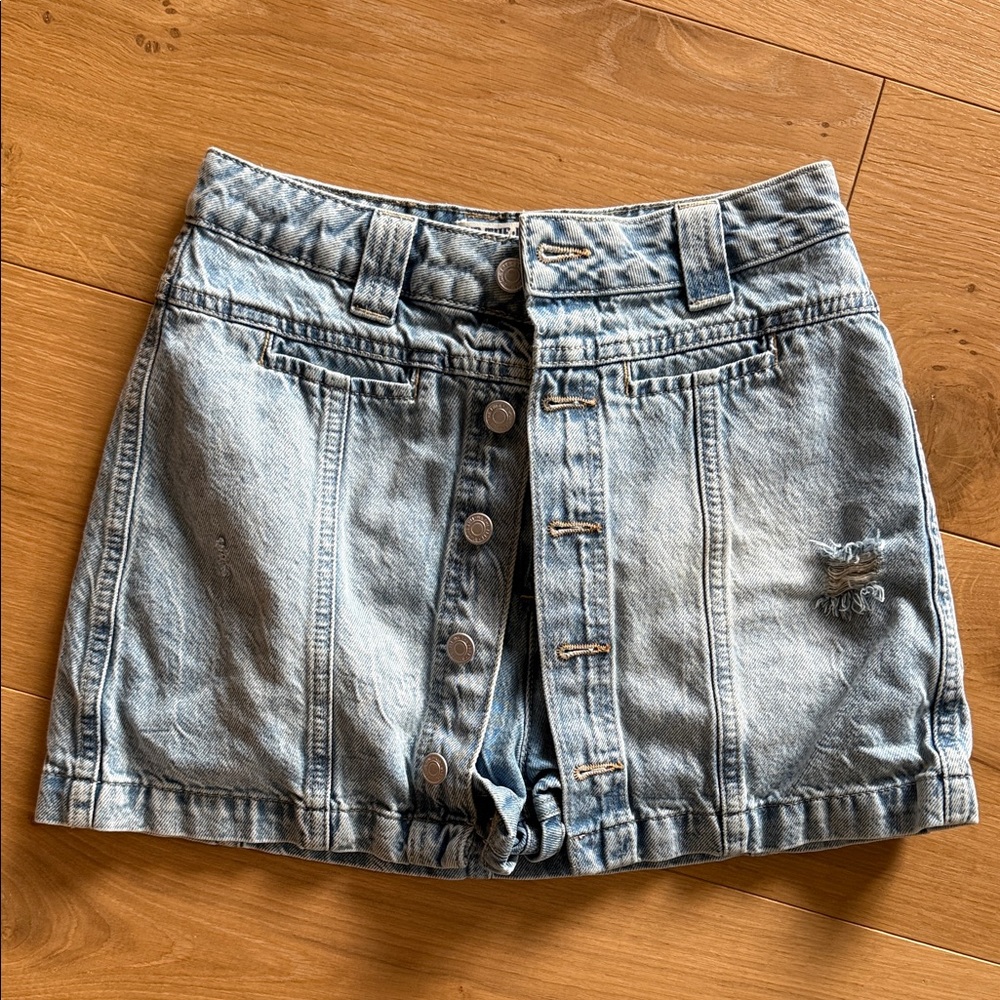 We The Free Light Blue Denim Skort